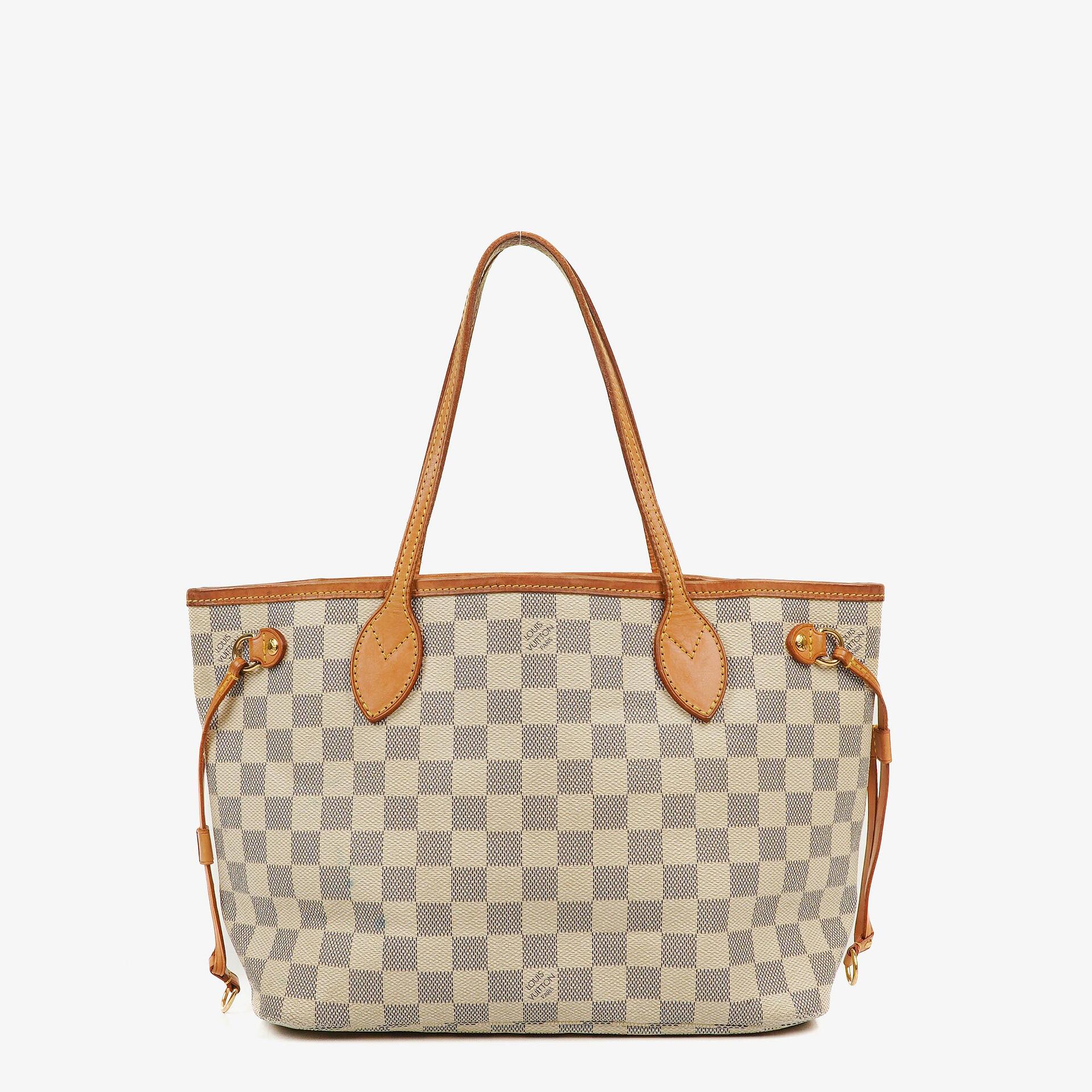 Louis Vuitton Damier Azur Beschichtete Canvas Neverfull PM Tote Tasche