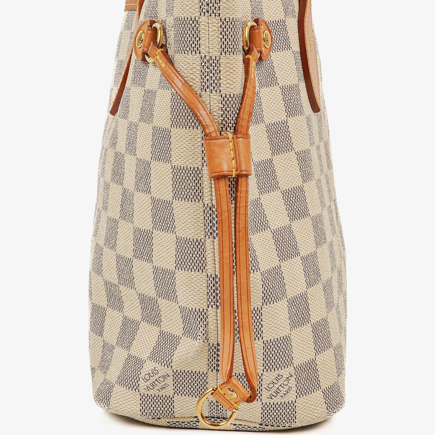 Louis Vuitton Damier Azur Beschichtete Canvas Neverfull PM Tote Tasche