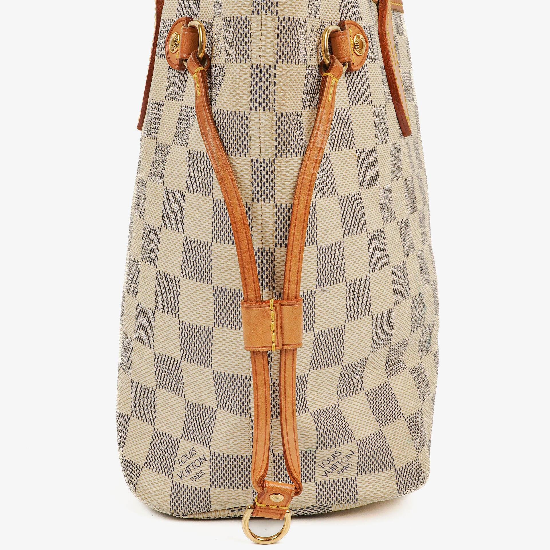 Louis Vuitton Damier Azur Beschichtete Canvas Neverfull PM Tote Tasche