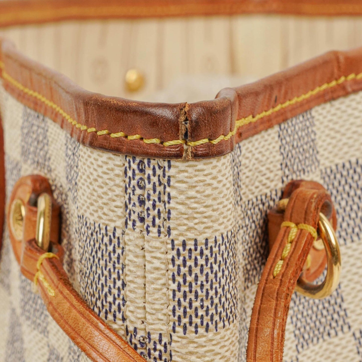 Louis Vuitton Damier Azur Beschichtete Canvas Neverfull PM Tote Tasche