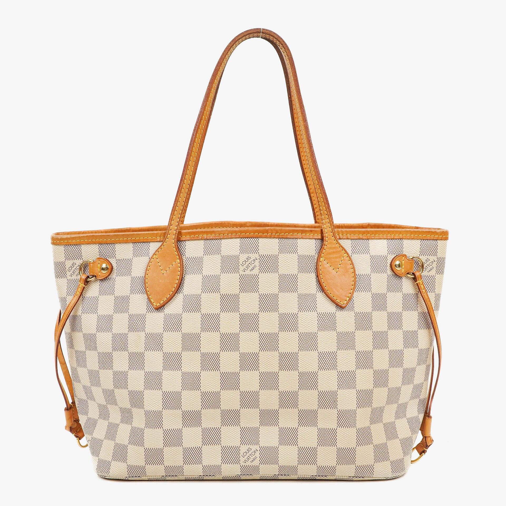 Louis Vuitton Neverfull PM Tote aus beschichtetem Damier Azur Canvas