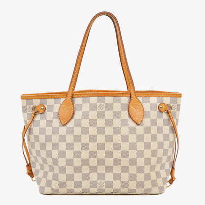 Louis Vuitton Neverfull PM Tote aus beschichtetem Damier Azur Canvas