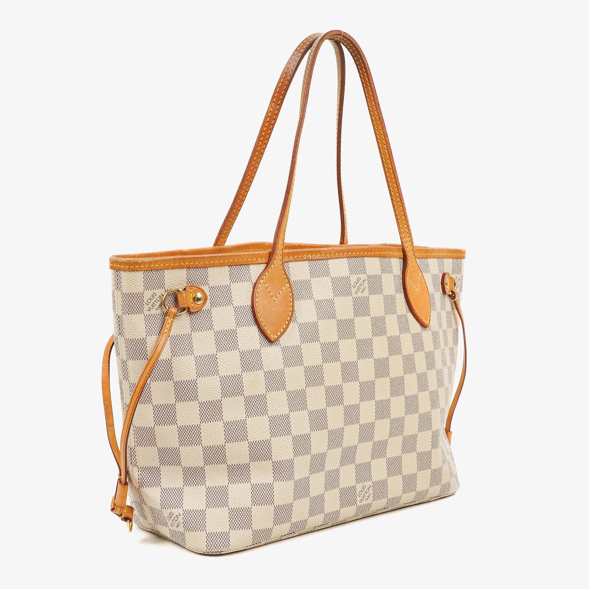 Louis Vuitton Neverfull PM Tote aus beschichtetem Damier Azur Canvas