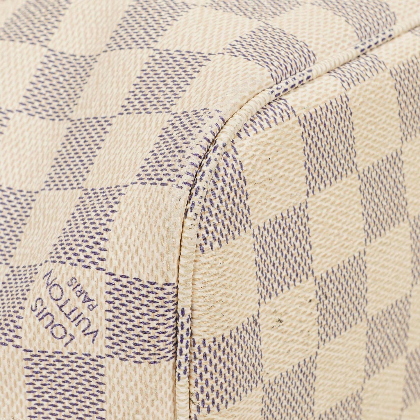 Louis Vuitton Neverfull PM Tote aus beschichtetem Damier Azur Canvas