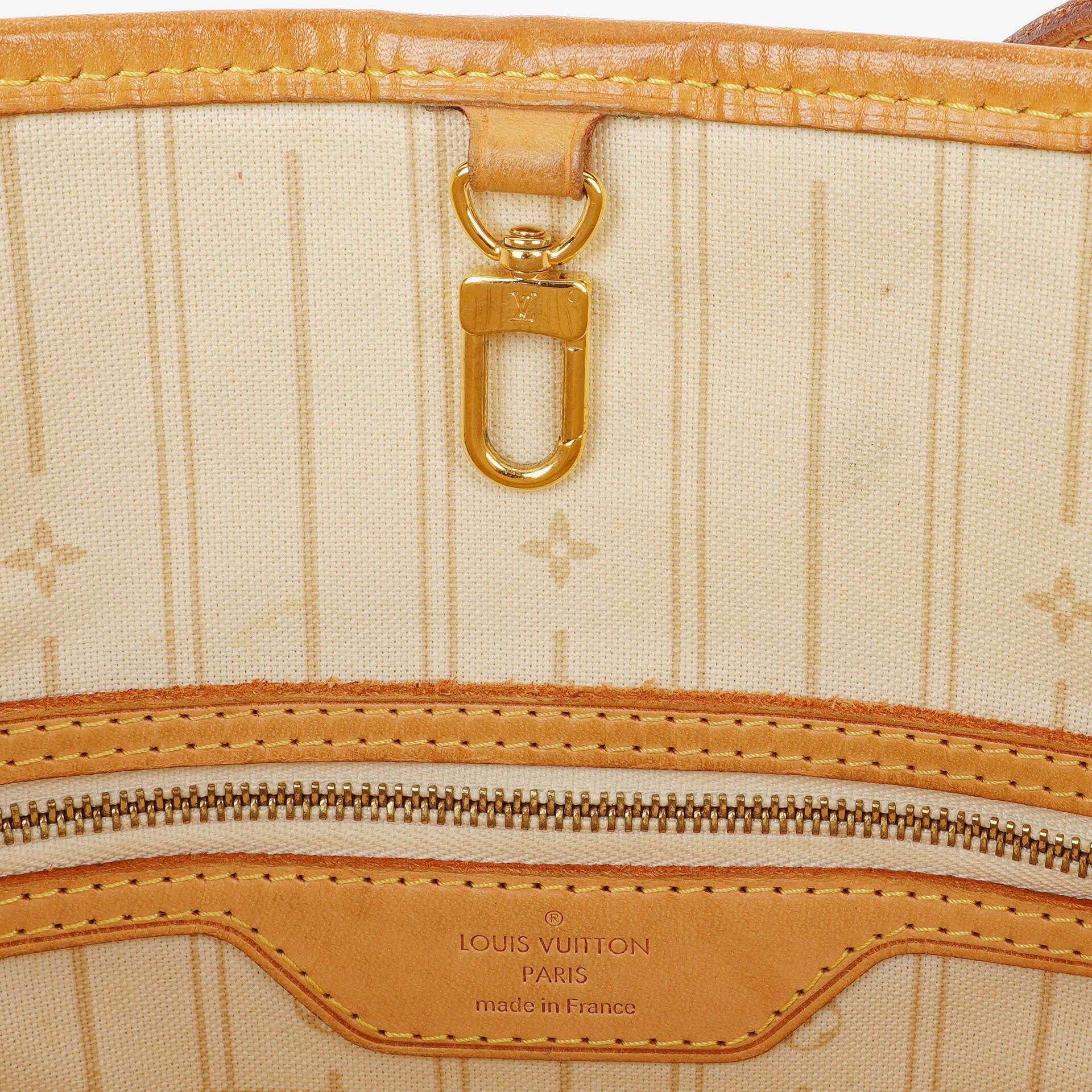 Louis Vuitton Neverfull PM Tote aus beschichtetem Damier Azur Canvas