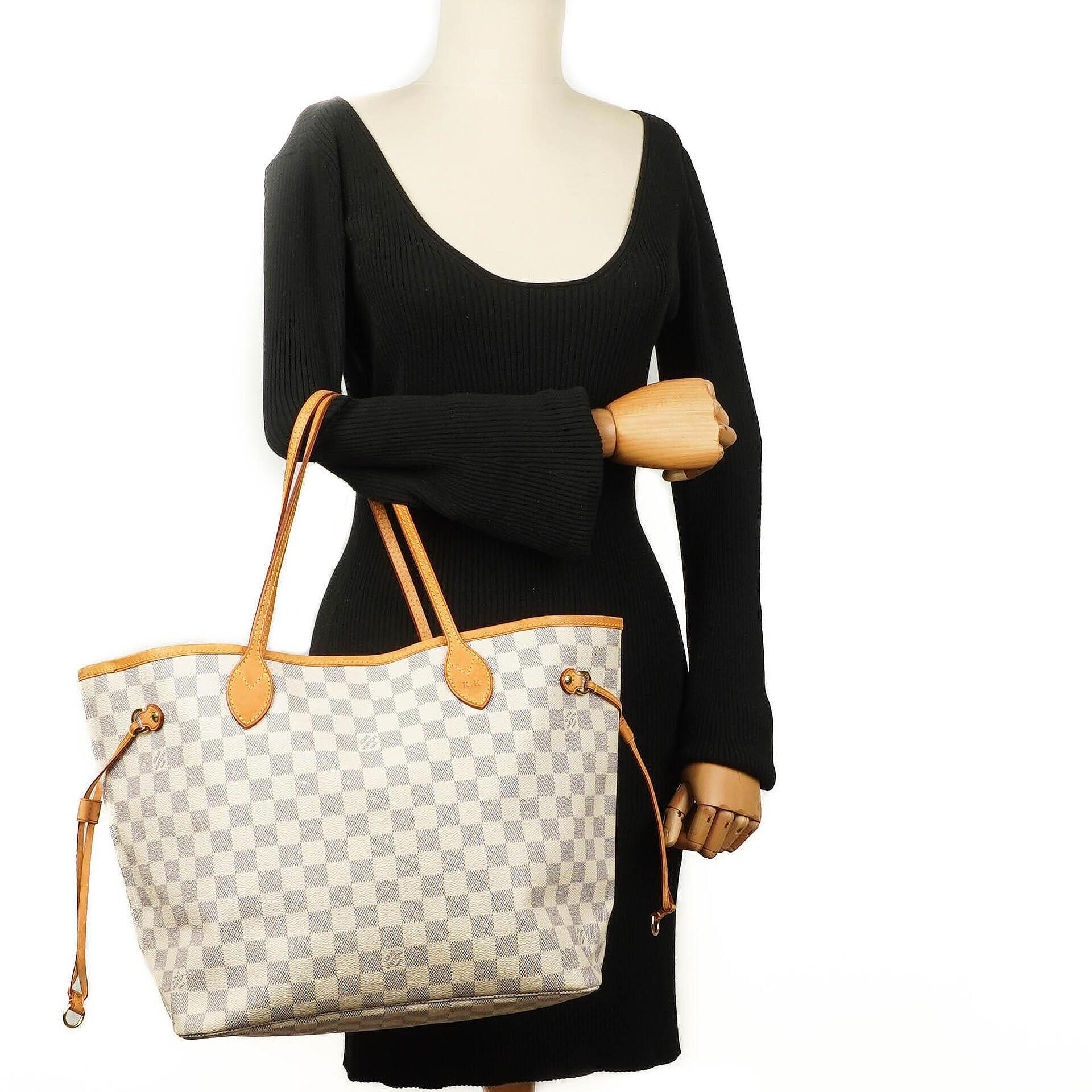 Louis Vuitton Neverfull MM Tragetasche aus beschichtetem Damier Azur Canvas