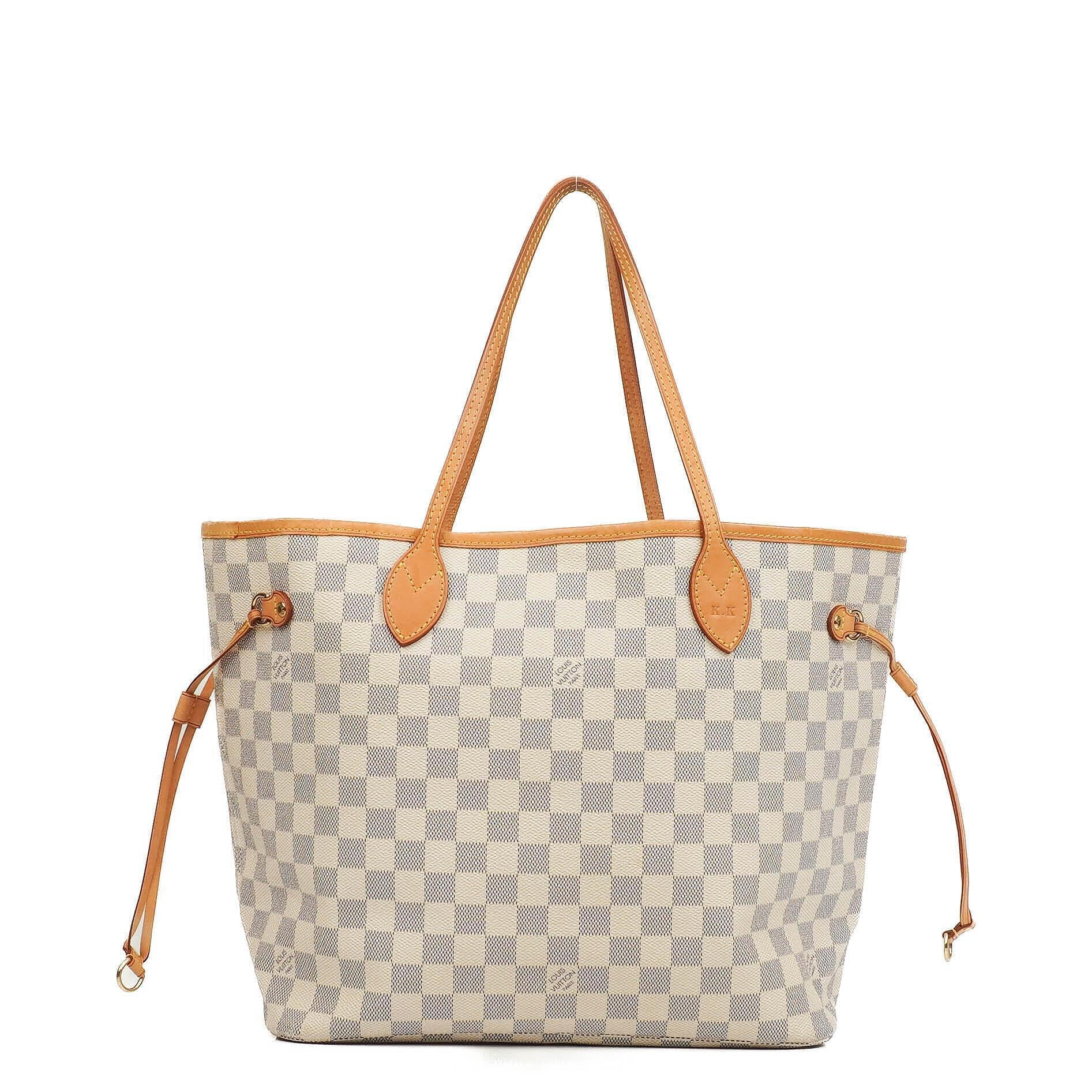 Louis Vuitton Neverfull MM Tragetasche aus beschichtetem Damier Azur Canvas