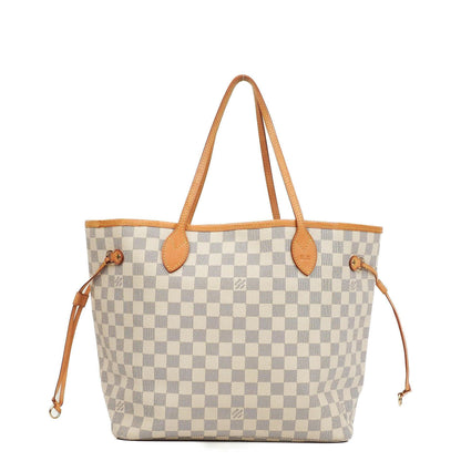 Louis Vuitton Neverfull MM Tragetasche aus beschichtetem Damier Azur Canvas