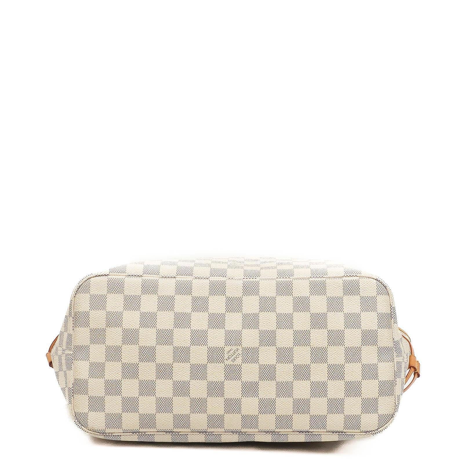 Louis Vuitton Neverfull MM Tragetasche aus beschichtetem Damier Azur Canvas