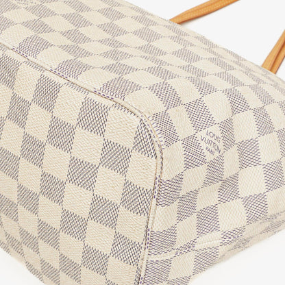 Louis Vuitton Neverfull MM Tragetasche aus beschichtetem Damier Azur Canvas