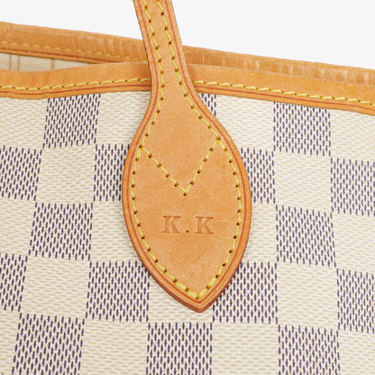 Louis Vuitton Neverfull MM Tragetasche aus beschichtetem Damier Azur Canvas