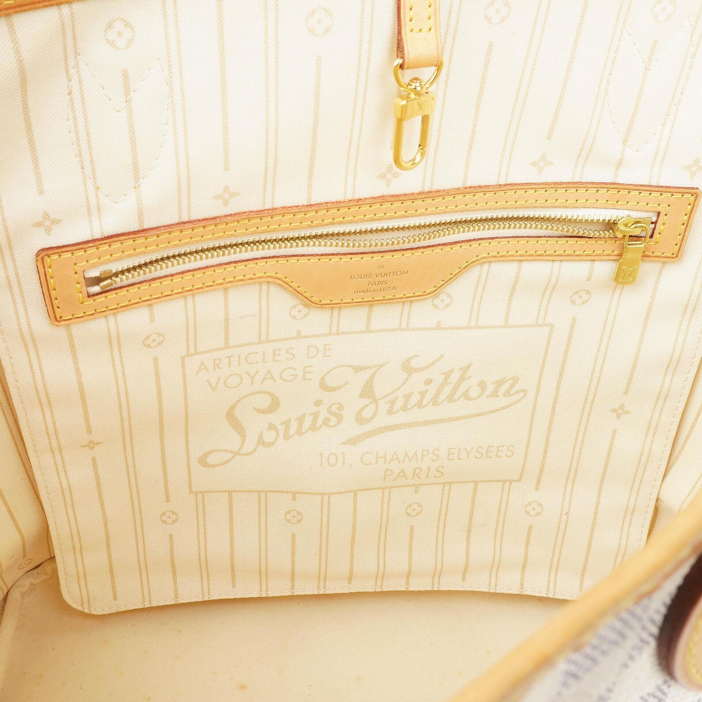Louis Vuitton Neverfull MM Tragetasche aus beschichtetem Damier Azur Canvas