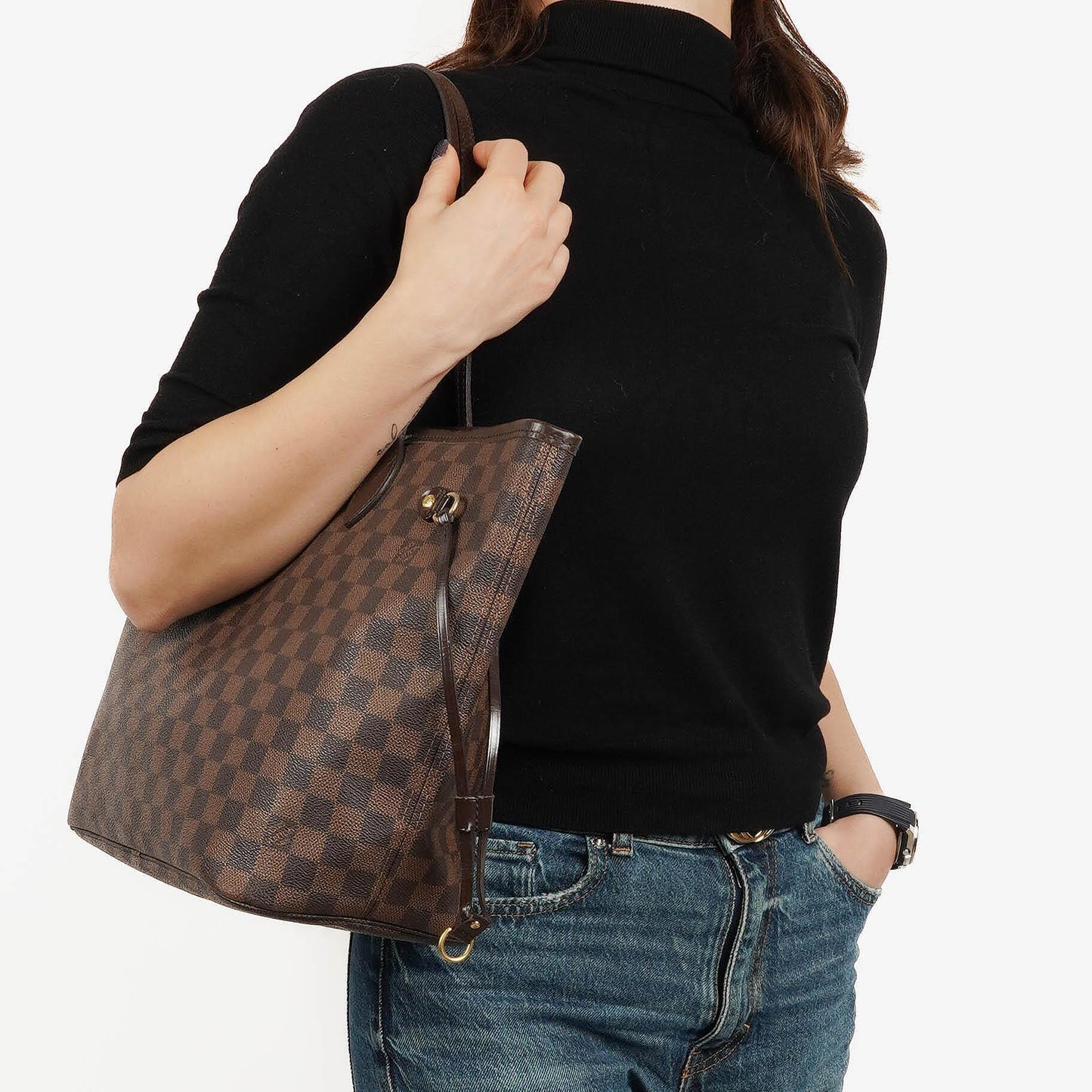 Louis Vuitton Neverfull MM Tragetasche aus beschichtetem Damier Ebene Canvas