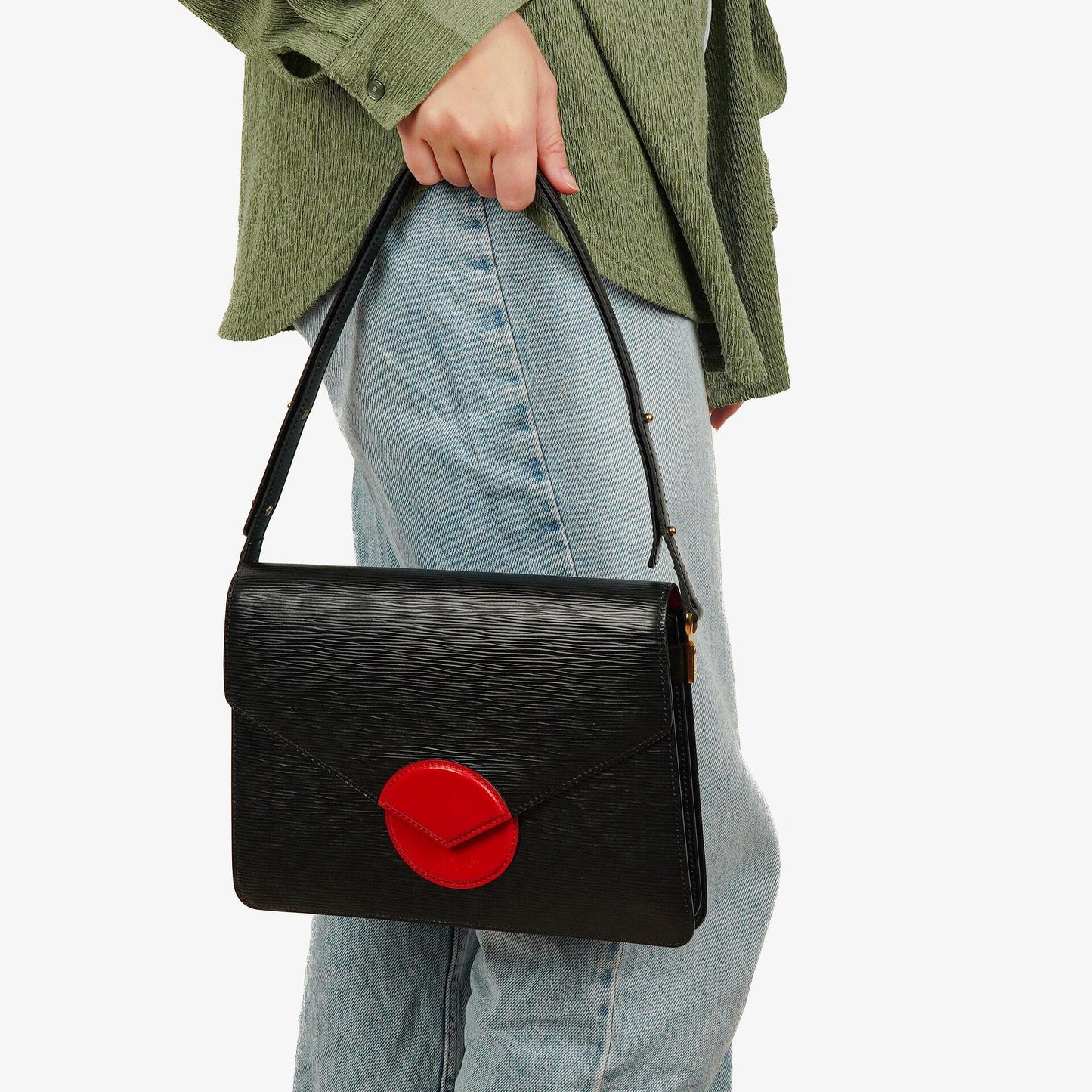 Louis Vuitton Hoche Schultertasche aus Epi-Leder in Schwarz und Rot