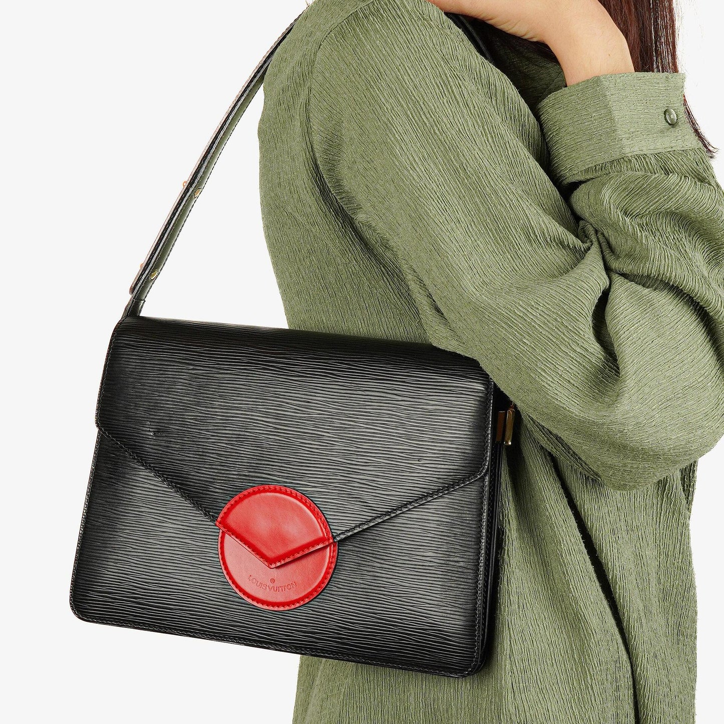Louis Vuitton Hoche Schultertasche aus Epi-Leder in Schwarz und Rot