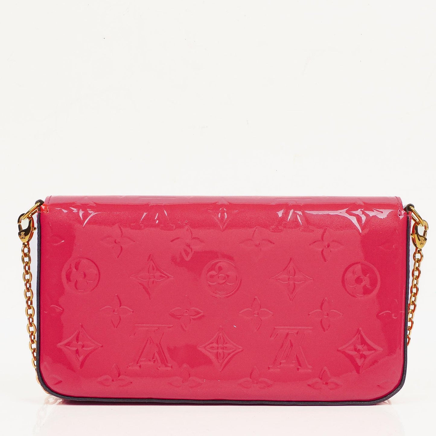 Louis Vuitton Felicie Pochette Kettenbörse aus knallpinkem Vernis