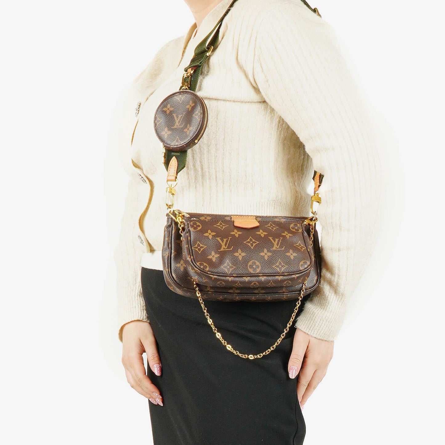 Louis Vuitton Multi-Pochette Accessoires Tasche aus Kaki Monogram Canvas