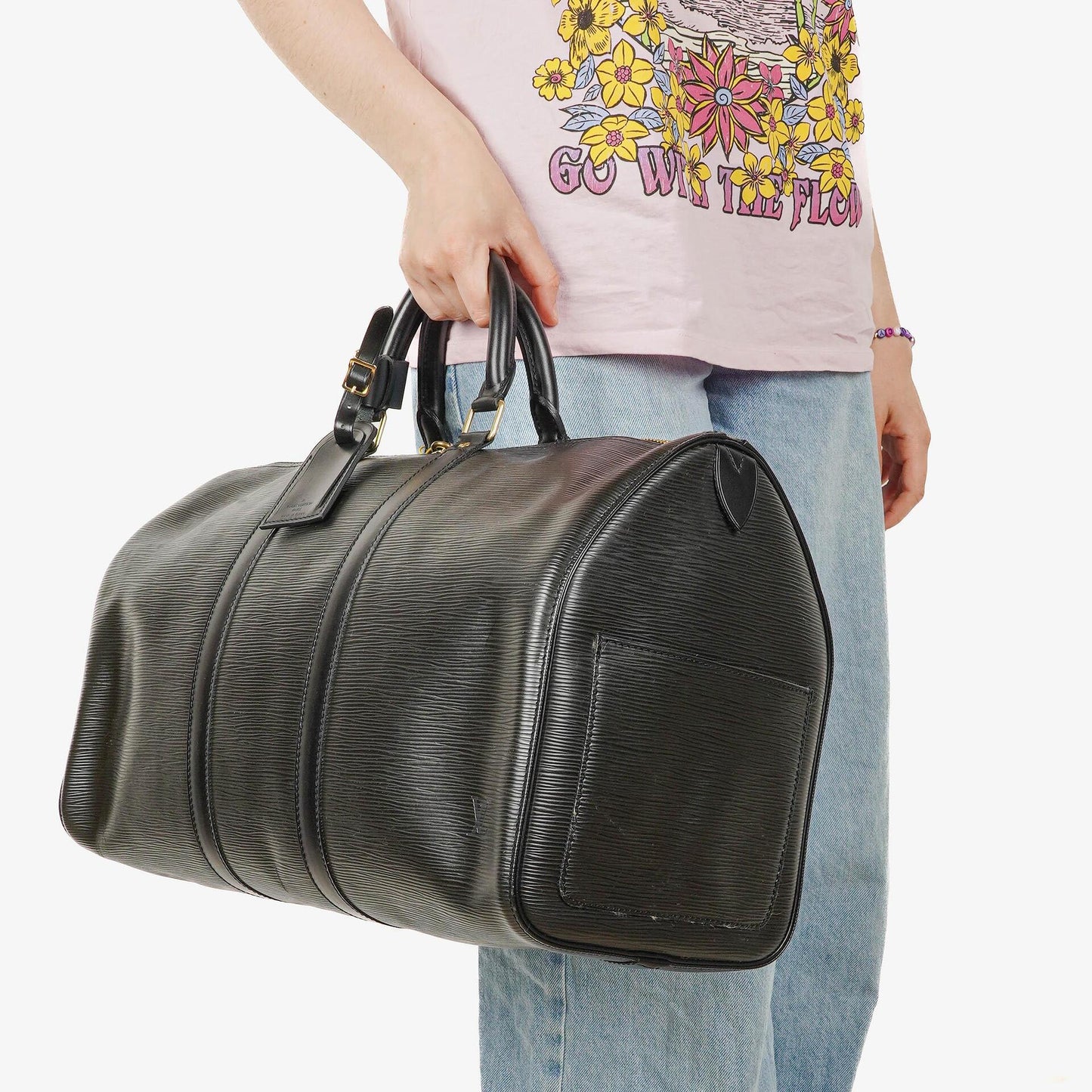 Louis Vuitton Keepall 45 Reisetasche aus schwarzem Epi-Leder