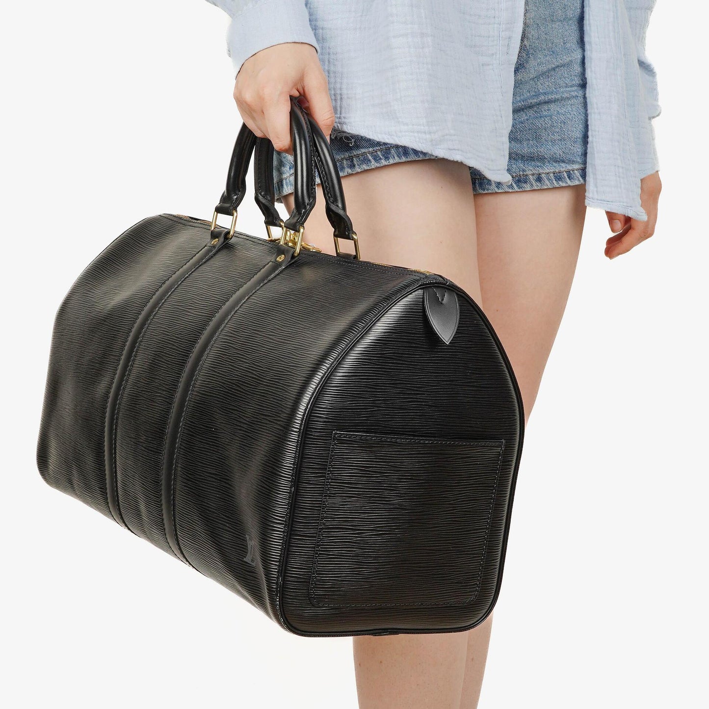 Louis Vuitton Keepall 45 Reisetasche aus schwarzem Epi-Leder
