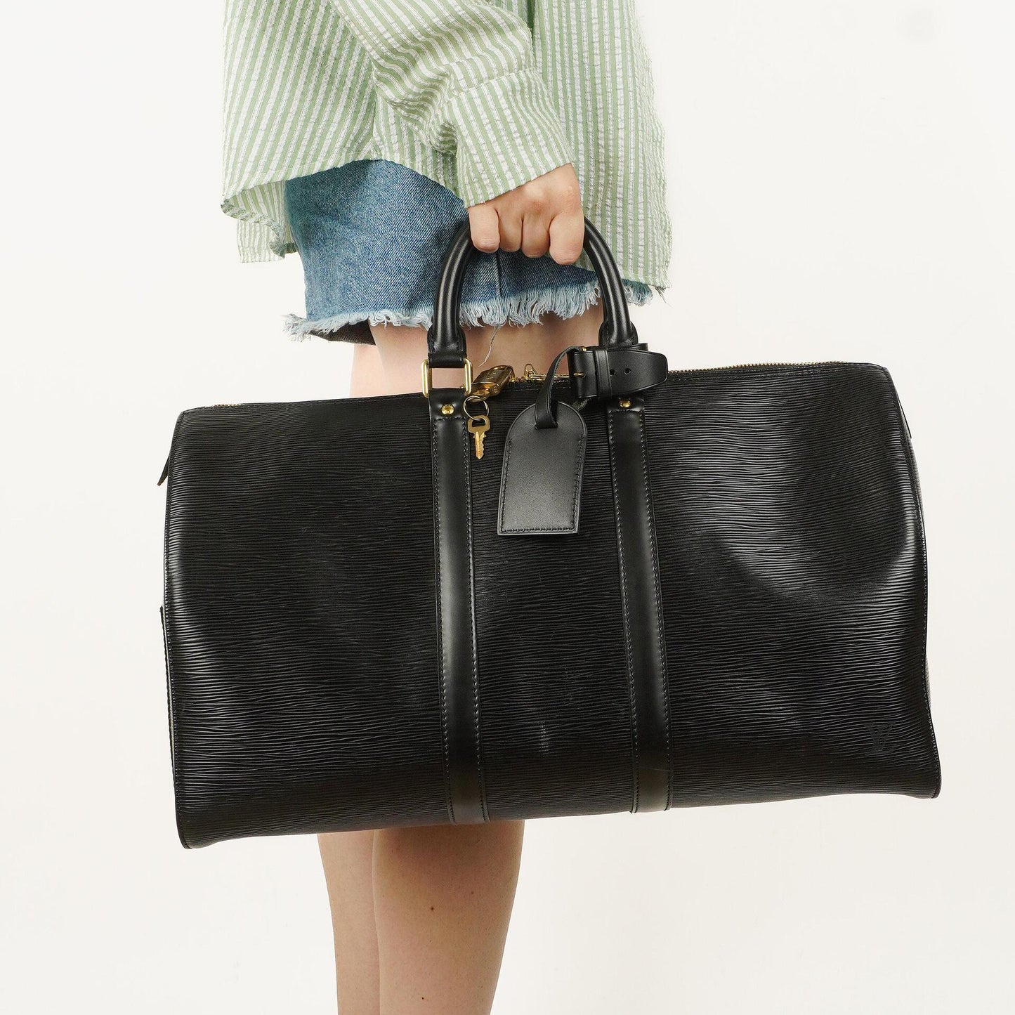 Louis Vuitton Keepall 45 Reisetasche aus schwarzem Epi-Leder