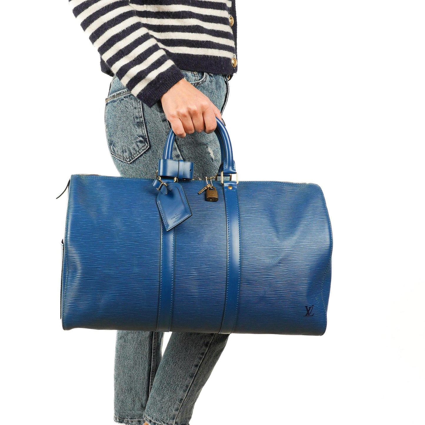 Louis Vuitton Keepall 45 Reisetasche aus blauem Epi Leder, 1996