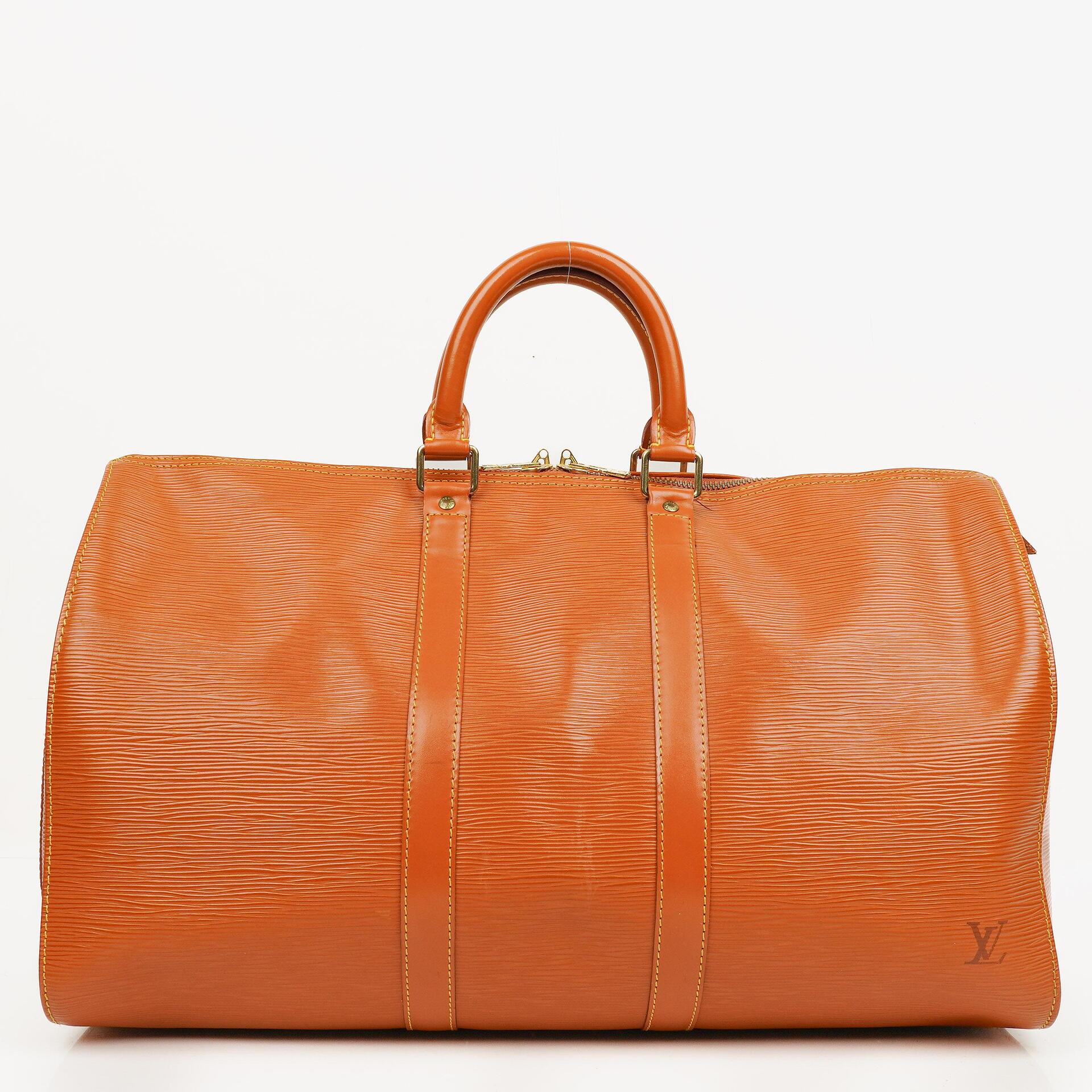 Louis Vuitton Keepall 45 Reisetasche in Cognac aus Epi Leder
