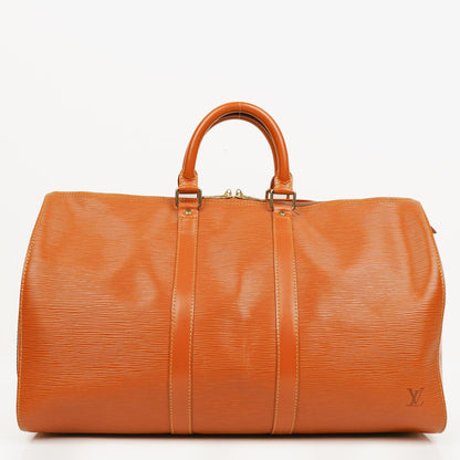 Louis Vuitton Keepall 45 Reisetasche in Cognac aus Epi Leder