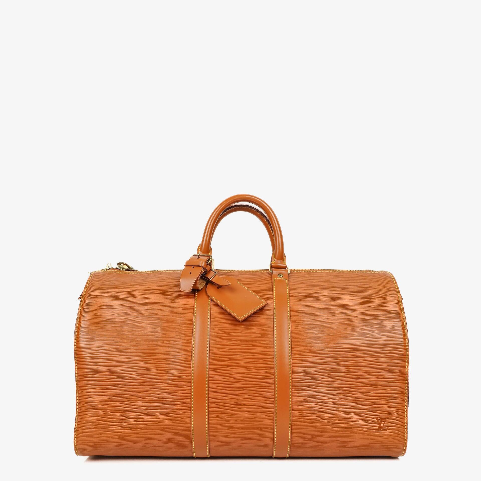 Louis Vuitton Keepall 45 Reisetasche aus cognacfarbenem Epi Leder