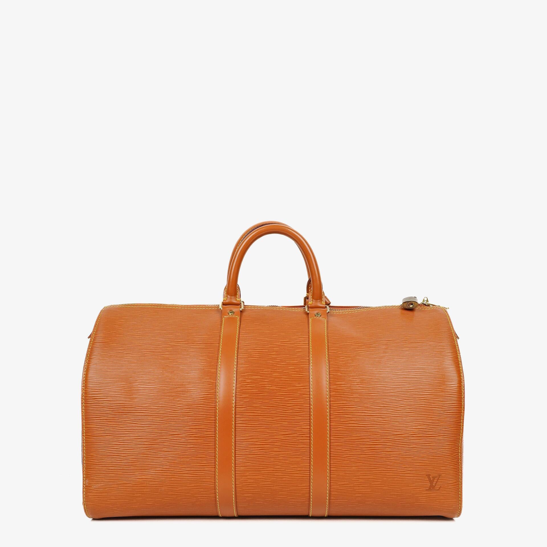 Louis Vuitton Keepall 45 Reisetasche aus cognacfarbenem Epi Leder