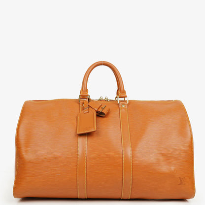 Louis Vuitton Keepall 45 Reisetasche aus cognacfarbenem Epi Leder