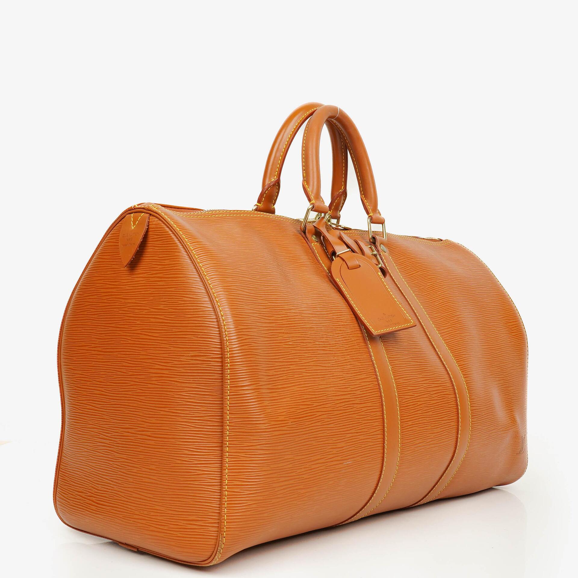 Louis Vuitton Keepall 45 Reisetasche aus cognacfarbenem Epi Leder
