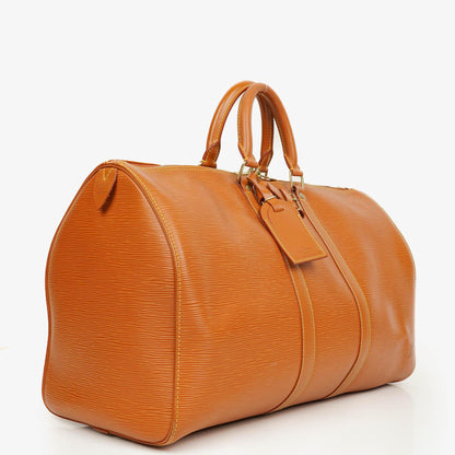 Louis Vuitton Keepall 45 Reisetasche aus cognacfarbenem Epi Leder