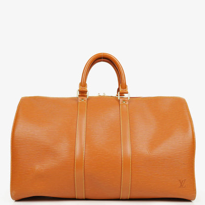 Louis Vuitton Keepall 45 Reisetasche aus cognacfarbenem Epi Leder
