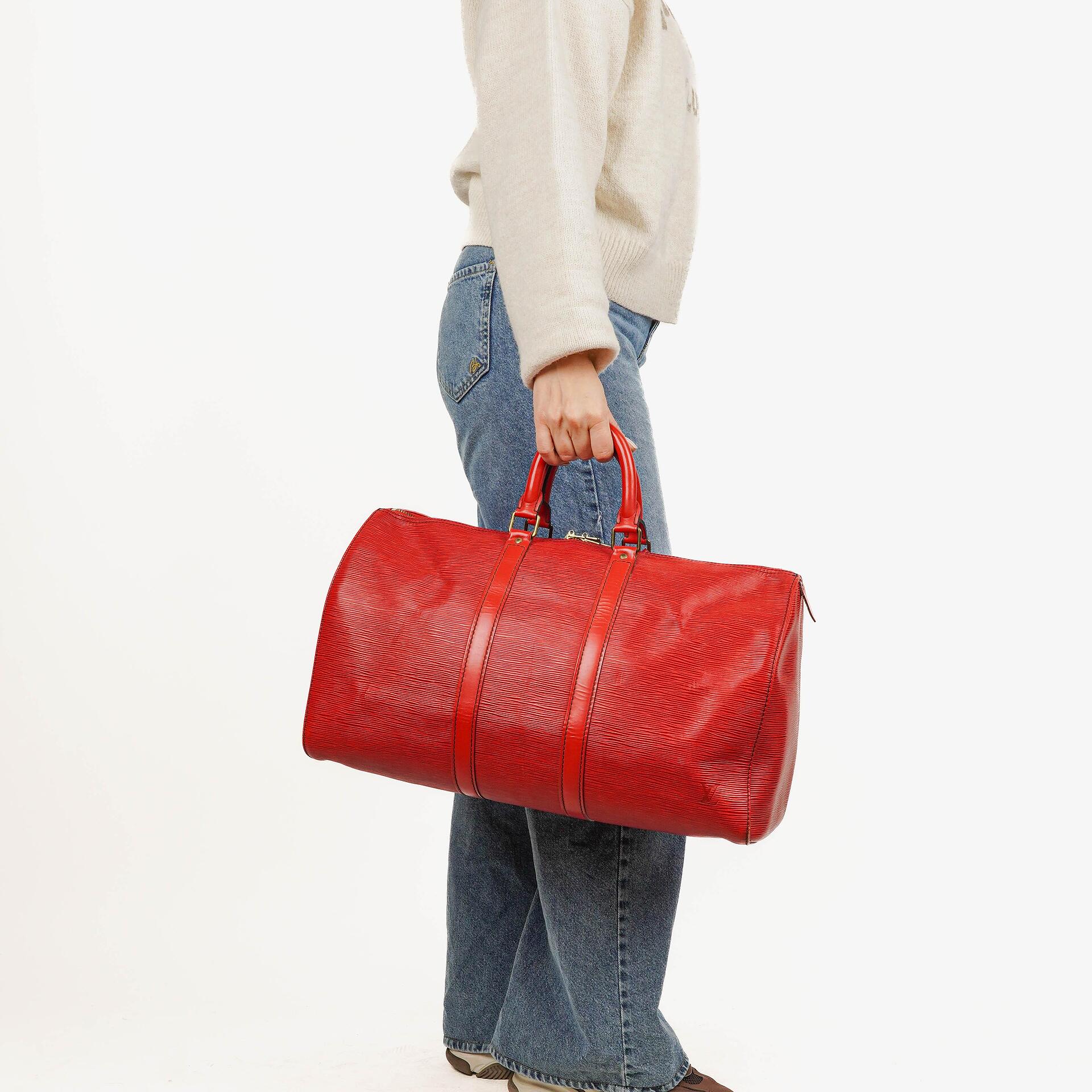 Louis Vuitton Keepall 45 Reisetasche aus rotem Epi-Leder