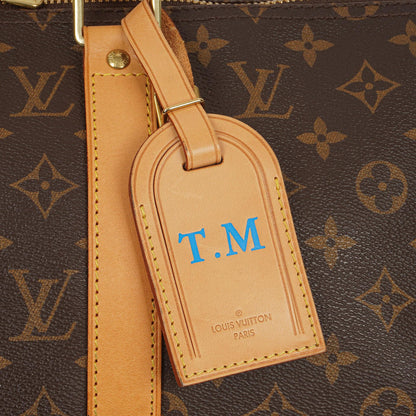 Louis Vuitton Keepall 50 Bandouliere Monogram Canvas Reisetasche mit personalisiertem Heißstempel