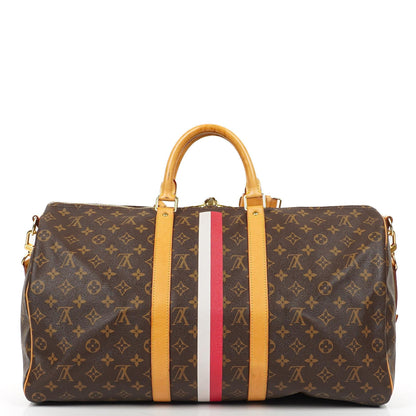 Louis Vuitton Keepall 50 Bandouliere Monogram Canvas Reisetasche mit personalisiertem Heißstempel