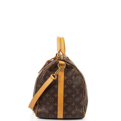 Louis Vuitton Keepall 50 Bandouliere Monogram Canvas Reisetasche mit personalisiertem Heißstempel