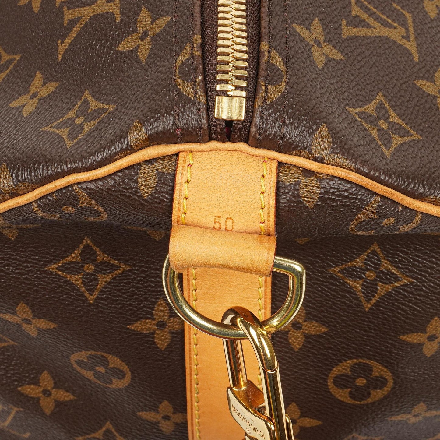 Louis Vuitton Keepall 50 Bandouliere Monogram Canvas Reisetasche mit personalisiertem Heißstempel