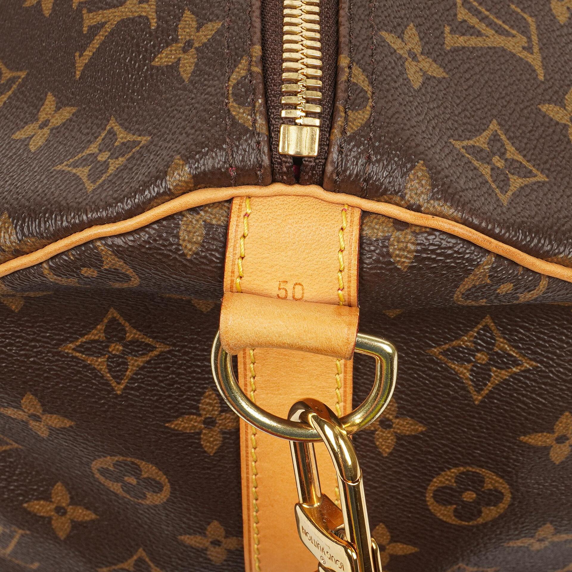Louis Vuitton Keepall 50 Bandouliere Monogram Canvas Reisetasche mit personalisiertem Heißstempel