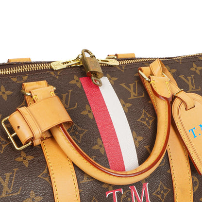 Louis Vuitton Keepall 50 Bandouliere Monogram Canvas Reisetasche mit personalisiertem Heißstempel