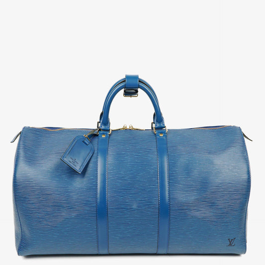 Louis Vuitton Keepall 50 Reisetasche aus blauem Epi Leder