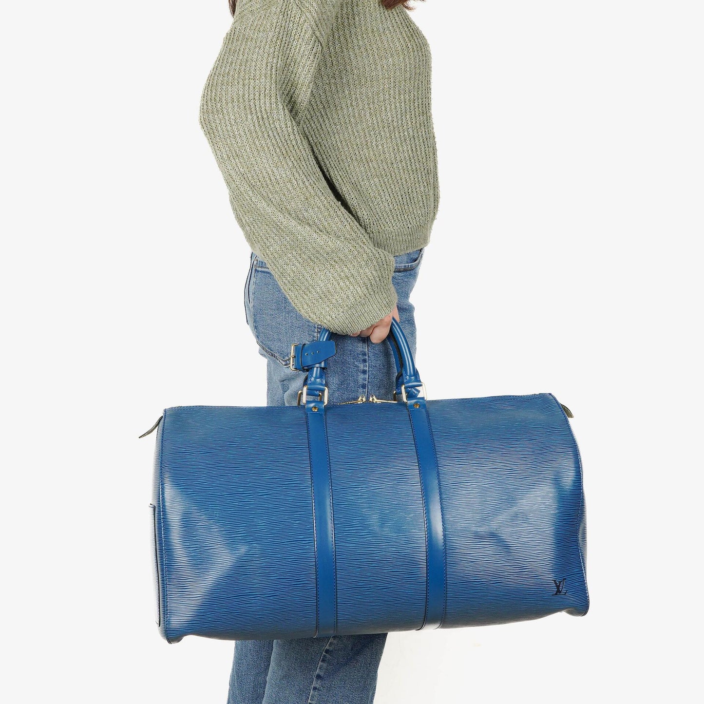 Louis Vuitton Keepall 50 Reisetasche aus blauem Epi Leder