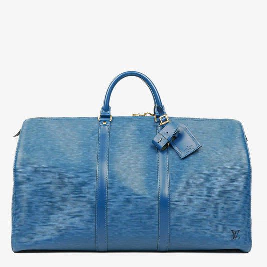 Louis Vuitton Keepall 50 Reisetasche aus blauem Epi-Leder