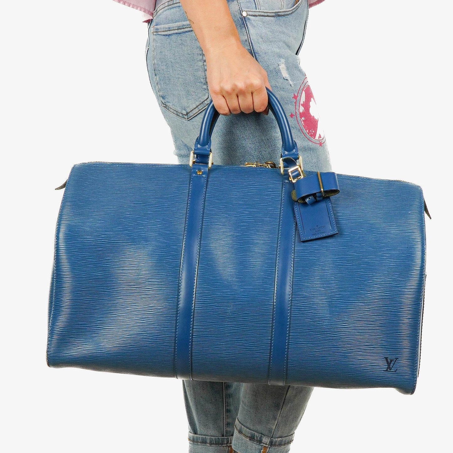 Louis Vuitton Keepall 50 Reisetasche aus blauem Epi-Leder
