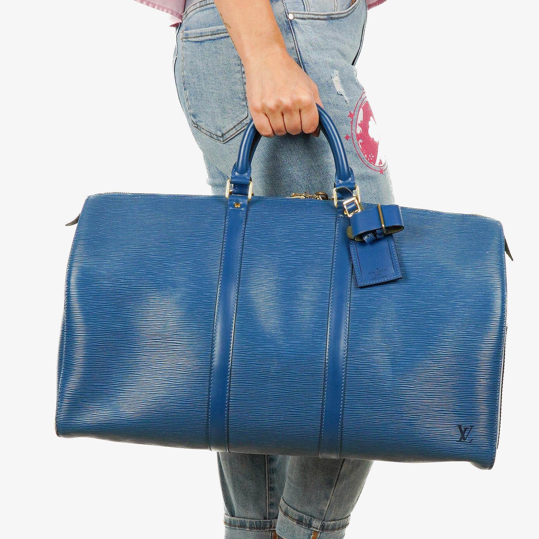 Louis Vuitton Keepall 50 Reisetasche aus blauem Epi-Leder