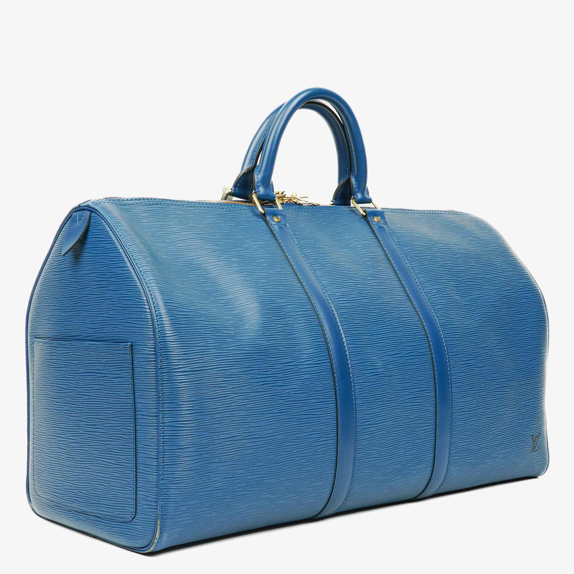 Louis Vuitton Keepall 50 Reisetasche aus blauem Epi-Leder