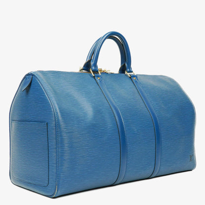 Louis Vuitton Keepall 50 Reisetasche aus blauem Epi-Leder