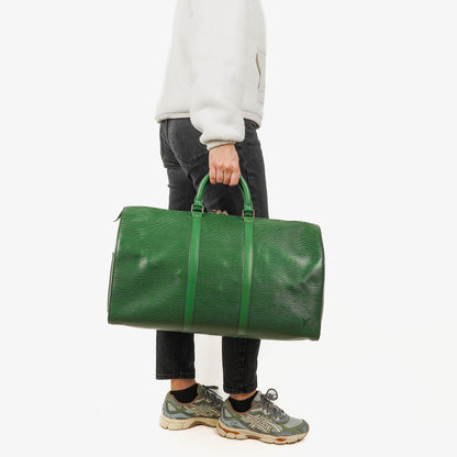 Louis Vuitton Keepall 50 Reisetasche aus grünem Epi-Leder
