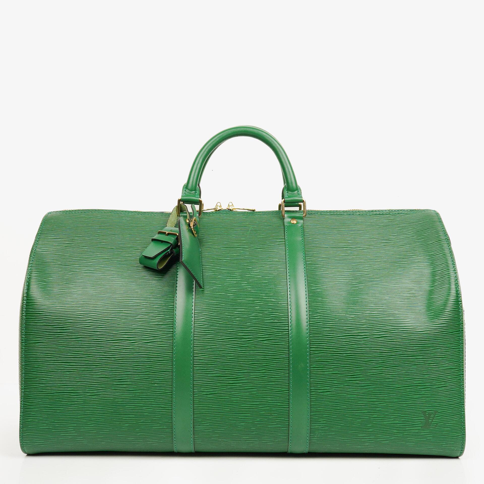 Louis Vuitton Keepall 50 Reisetasche in Grün aus Epi Leder