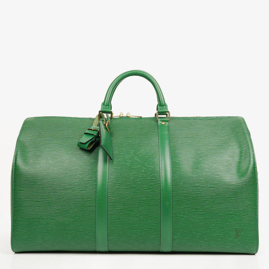 Louis Vuitton Keepall 50 Reisetasche in Grün aus Epi Leder